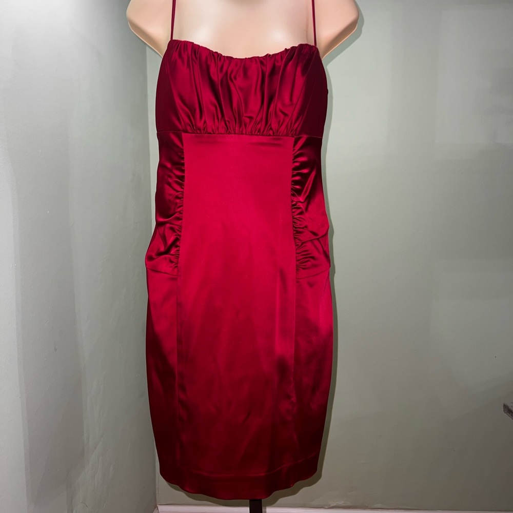 David Meister Sheath Silk Red Dress